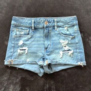 American Eagle hi-rise shorts, size 8, stretch denim